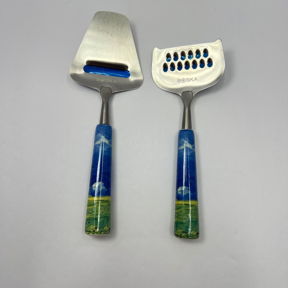 Boska Holland Mini Cheese Slicer Set of 2 Van Gogh Wheatfield Under Thundercloud